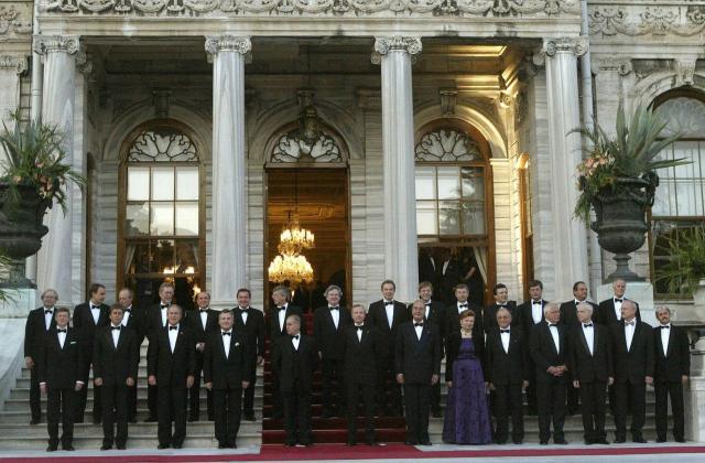 NATO Leaders pose for a group picture in front of the Dolmabahce Palace in Istanbul Courtesy of NATO 