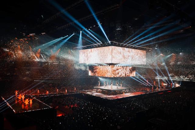 TWICE performs during the Incheon leg of its THIS IS FOR world tour at Inspire Arena Courtesy of JYP Entertainment 
