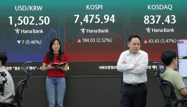 10일 오후 서울 중구 하나은행 딜링룸 사진연합뉴스