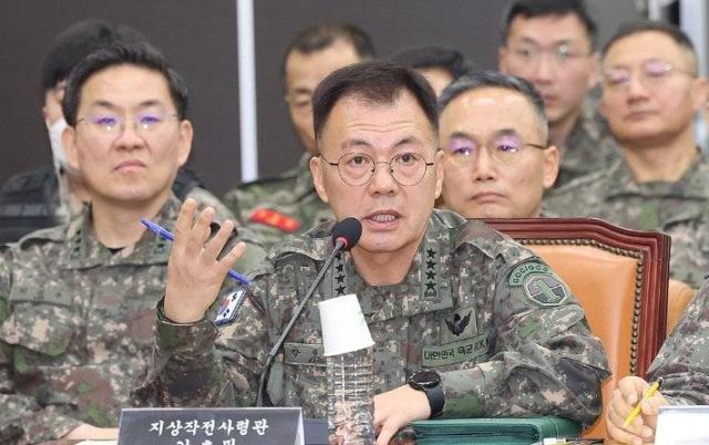 질의에 답하는 강호필 지상작전사령관 사진연합뉴스