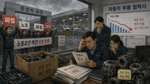 [역주행 韓 완성차] 파업 3일 만에 2000억 손실, 부품업계 추가 악재 신음