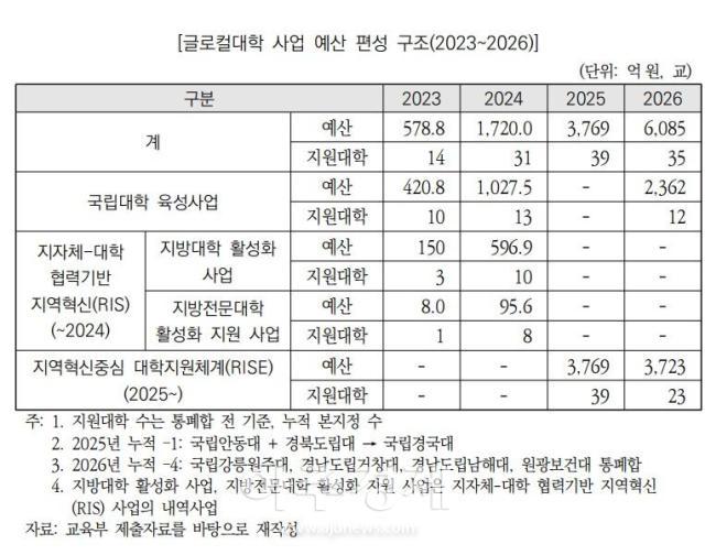 글로컬대학 예산 편성 구조 자료국회예산정책처