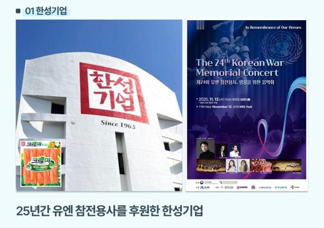 한성기업의 유엔 참전용사 후원 활동을 소개한 인스타그램 게시물 캡처 출처인스타그램 potable_mag