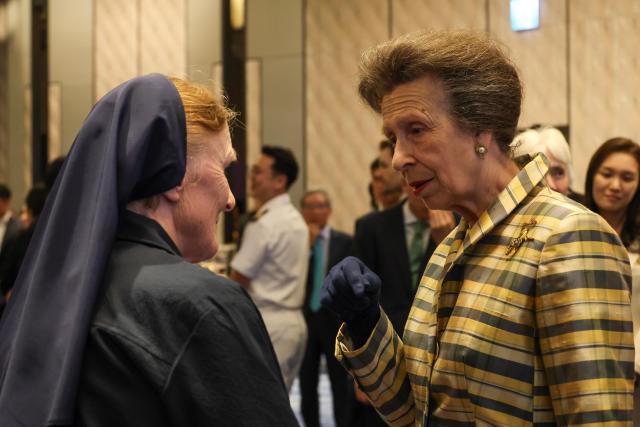 Princess Anne the younger sister of Britains King Charles III speaks with a guest during the UK–Republic of Korea Friendship Reception at the Four Seasons Hotel in Seoul on the afternoon of July 14 2026 AJP Yoo Na-hyun
