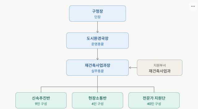 강남구청 재건축 TF 조직도 자료 출처강남구청
