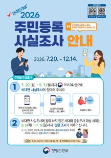 대구 달성군, 2026 주민등록 사실조사…정부24 비대면 참여부터