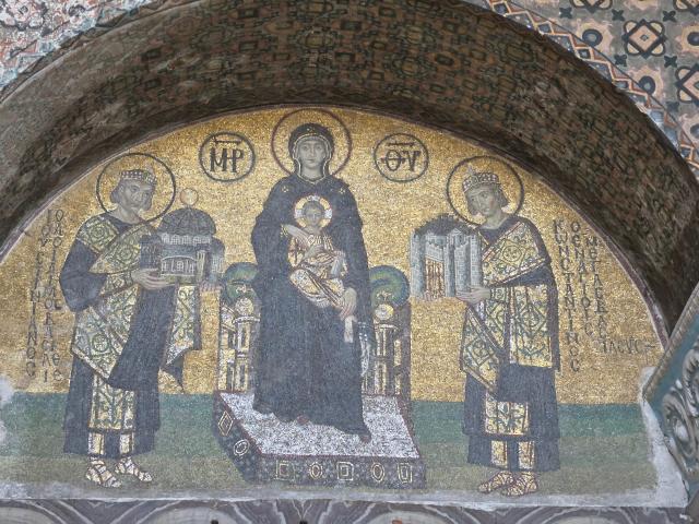 A Byzantine-era mosaic of the Virgin Mary holding the Christ Child adorns the apse of Hagia Sophia in Istanbul on July 17 2026 Completed in 867 after the end of Byzantiums ban on religious images the mosaic was plastered over following the Ottoman conquest of 1453 and uncovered during later restorations The building has served as a cathedral a mosque a museum and since 2020 a mosque again AJP Park Sae-jin
