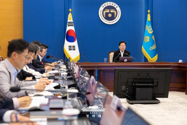 President Lee Jae Myung speaks during a Cabinet meeting at Cheong Wa Dae in central Seoul on June 25 2026 Courtesy of the Presidential Office
