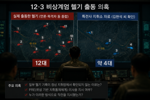 [단독] 비상계엄 때 국회로 간 헬기 12대…지휘소 자료엔 4대만 확인