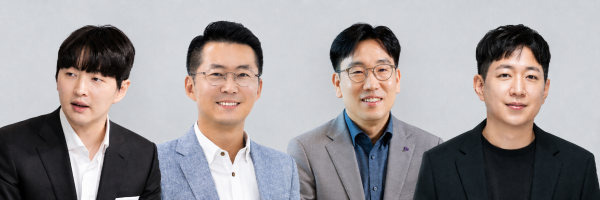 왼쪽부터 김병훈 에이피알 대표 김성운 실리콘투 대표 이상목 아모레퍼시픽홀딩스 대표 천주혁 구다이글로벌 대표 사진각 사