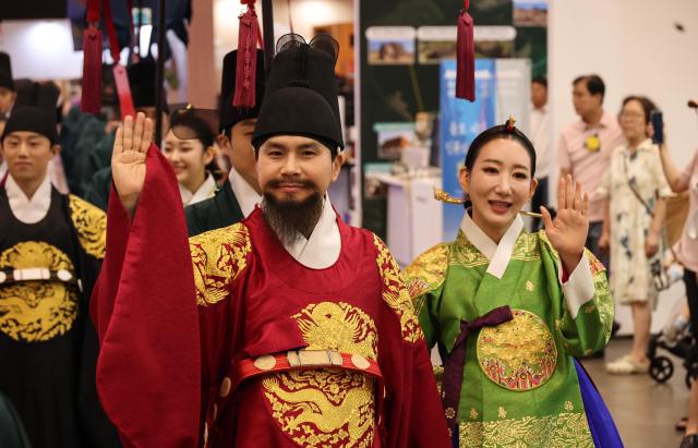 A royal-themed Walk of the Royal Family program takes place at the Korea Pavilion the official host country exhibition held alongside the 48th session of the UNESCO World Heritage Committee at BEXCO in Busan on July 24 2026 AJP Yoo Na-hyun