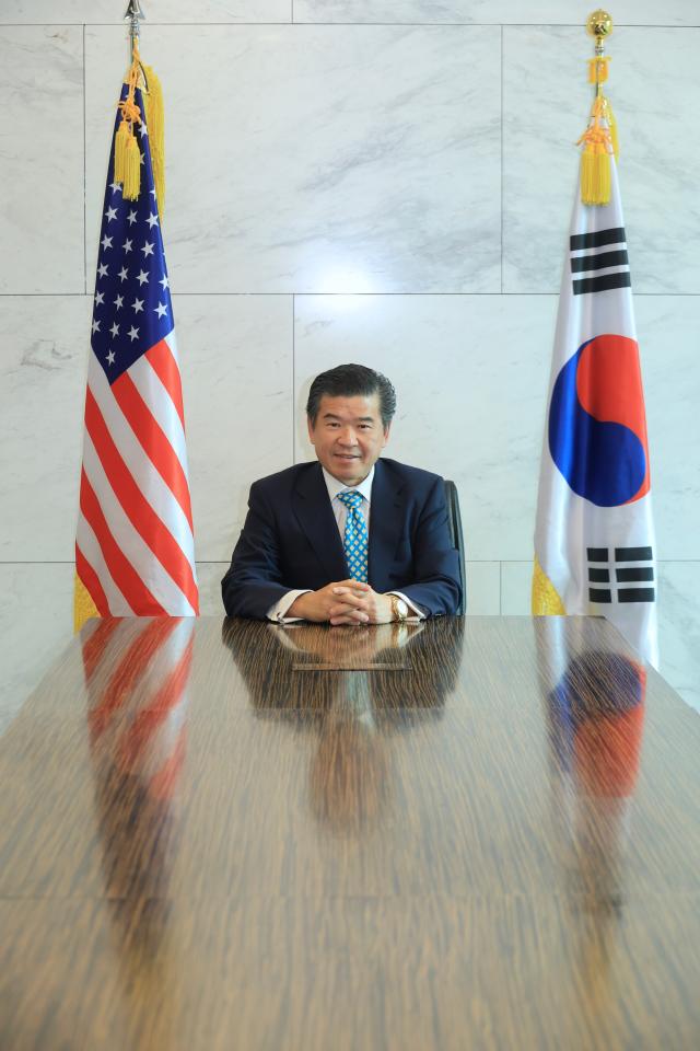 James Kim chairman and CEO of the American Chamber of Commerce in Korea AMCHAM Korea poses for a photo at the chamber’s office in Yeouido Seoul on July 24 2026 AJP Han Jun-gu 