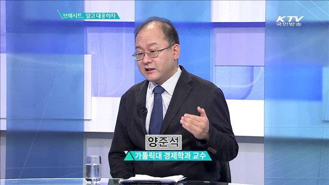 Yang Jun-seok a professor of economics at the Catholic University of Korea appears on KTV National Broadcasting to discuss the economic impact of Brexit on July 12 2016 Courtesy of KTV National Broadcasting