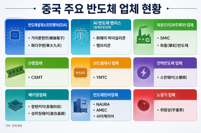 중국 주요 반도체 업체 현황 그래픽챗GPT 자료 중국 언론 종합