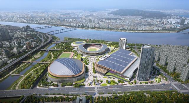 서울시는 잠실 종합운동장에 코엑스 25배 규모의 전시·컨벤션시설과 3만 석 돔야구장 호텔 업무시설 등을 갖춘 국제 비즈니스 복합도시를 2032년까지 조성된다고 29일 밝혔다 잠실종합운동장 일대에 조성될 서울 스포츠·MICE 파크 조감도 사진서울시