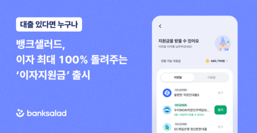뱅크샐러드, 대출 이자지원금 출시…포용금융 강화