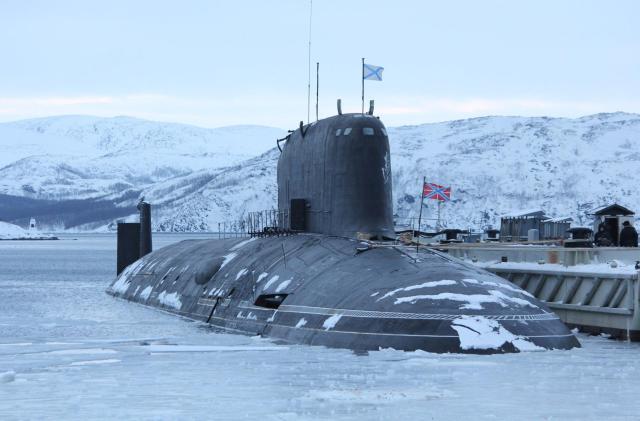 The Russian Navy’s K-560 Severodvinsk a Project 885 Yasen-class nuclear-powered submarine is seen in this Feb 14 2018 photo Courtesy of the Russian Ministry of Defence