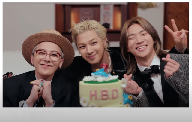 This photo provided by YG Entertainment show photo of BIG BANG members posing for a photo while celebrating their anniversary 