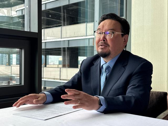 차기 몽골 대통령 유력 후보로 거론되는 곰보자브 잔단샤타르 전 총리 사진강상헌 기자