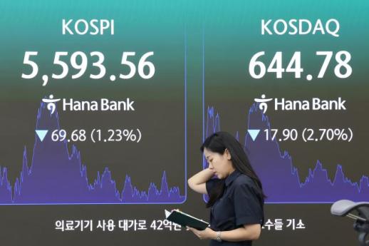 [마감시황] 코스피, 1%대 하락…외인·기관 사자에도 5590선 마감