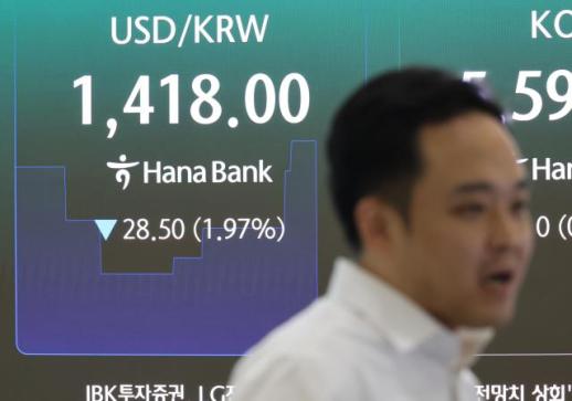 약달러·외인 매수세에…환율 1420원대로 하락