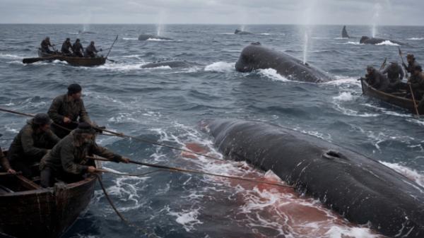 This photo provided by South Korean broadcasting channel EBS show a still cut of Moby Dick created using AI 