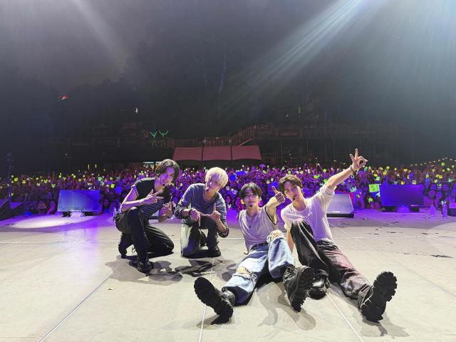 This photo provided by SM Entertainment show Rookie K-pop Boy group WayV posing at New Yorks SummerStage