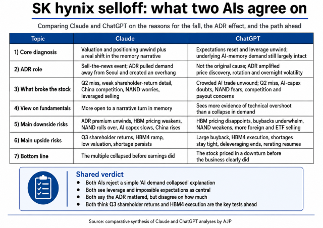 Table on key findings on SK hynix stock fall 