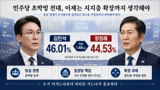 [데스크칼럼] 민주당 초박빙 전대, 이제는 지지층 확장까지 생각해야