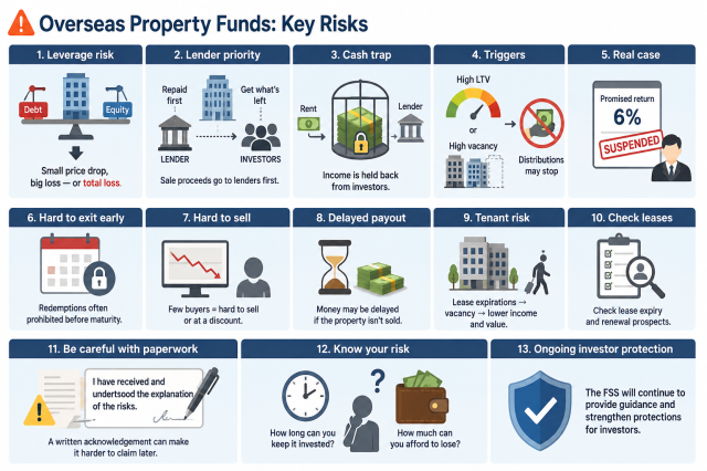 Key risks of overseas property funds stated by FSS Image illustrated to help readers understand the article Graphics generated by ChatGPT