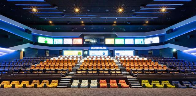 Lotte Cinema World Towers SUPER PLEX in Jamsil — the chains flagship large-format auditorium once Guinness-certified as the worlds biggest cinema screen with bean-bag and sofa-bed seating up front for full recline Courtesy of Lotte Cinema
