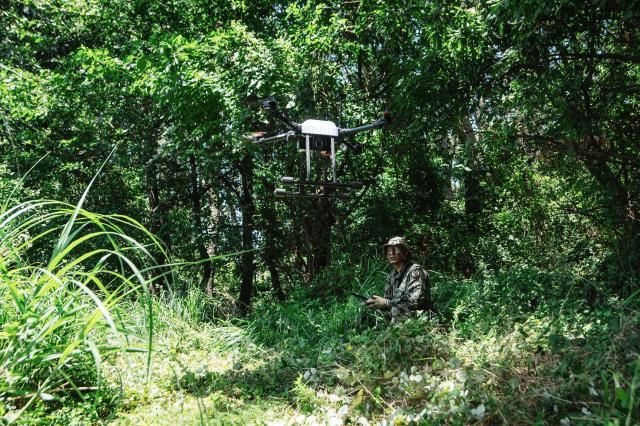 A Republic of Korea Army Special Warfare Command soldier conducts special reconnaissance using a drone after a coastal infiltration during a maritime infiltration exercise in Muchangpo Boryeong South Chungcheong Province on July 31 2026 Courtesy of ROK Army