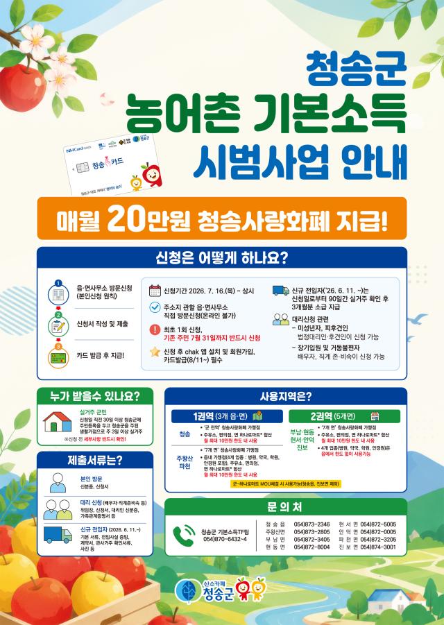 청송군 농어촌 기본소득 카드발급 이미지 사진청송군