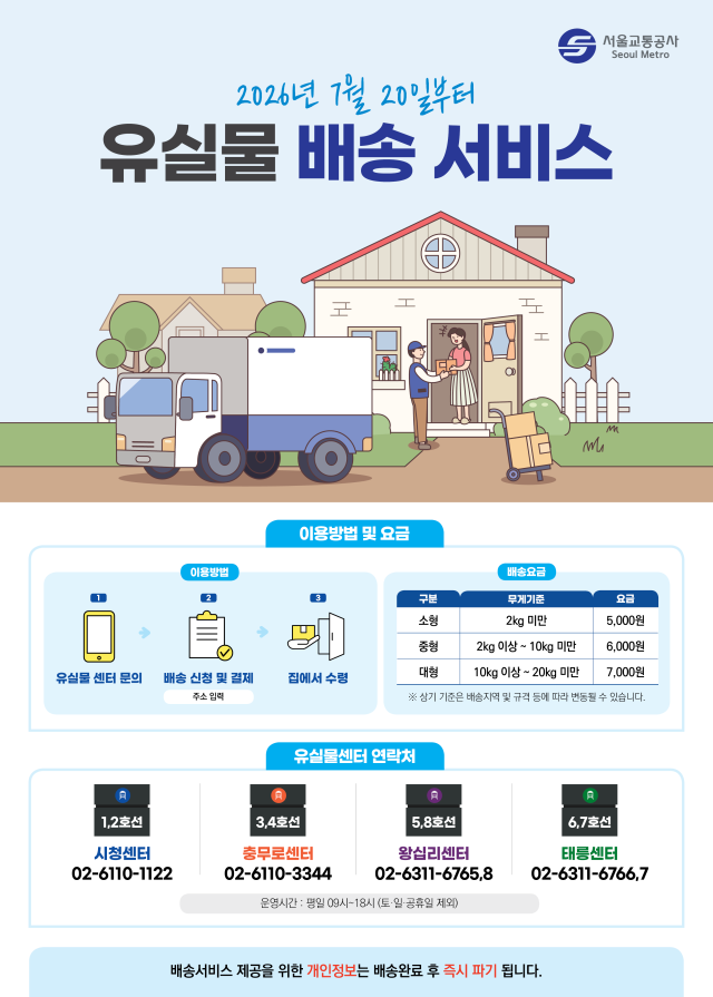 유실물 집앞배송 포스터 사진서울교통공사