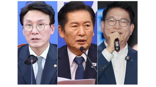 더불어민주당 전당대회에서 당대표 경쟁을 벌인 김민석 대표 정청래 의원 송영길 의원 사진연합뉴스