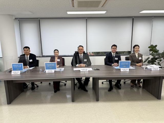 Members of the precinct election commission at the polling station set up at the Kazakh embassy in Seoul on August 23 Courtesy of the Embassy of Kazakhstan in the Republic of Korea