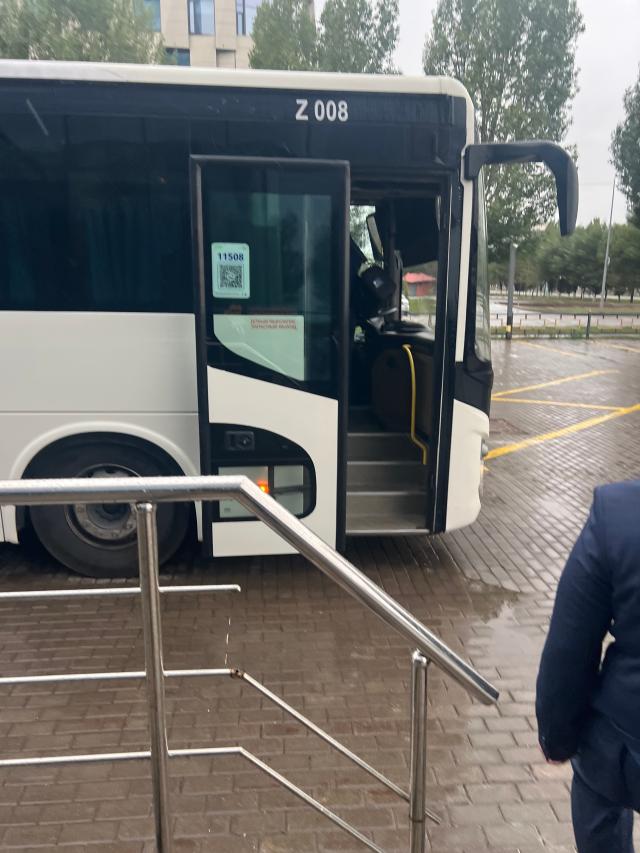 Photo of a bus taken as journalist started to board the bus in order to get to the Palace of Independence for the voting event on Aug 23 in Astana Kazakhstan AJP Joonha Yoo