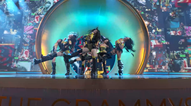 KATSEYE performs Gnarly in their first-time Grammys 2026 show during the 68th Grammy Awards on Feb 1 2026 in Los Angeles California Screen grab