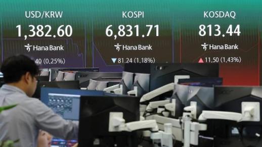 삼성전자 주주환원 실망 매물에 급락…코스피 1%대 하락 출발