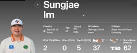 Im Sung-jae misses PGA Tour Championship after seven straight appearances