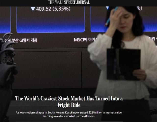 South Korean stock market earns Rollerkospi moniker, WSJ says