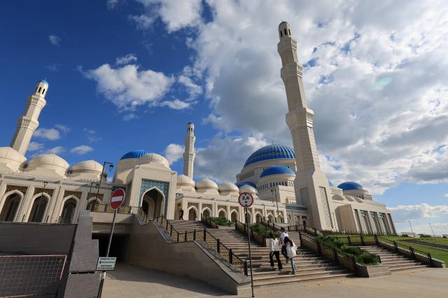 The exterior of Hazrat Sultan Mosque is seen in Astana Kazakhstan AJP Han Jun-gu
