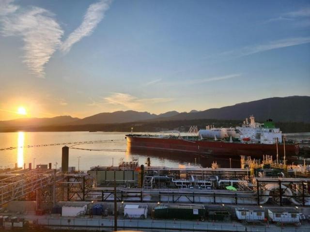 A tanker is secured alongside a loading berth at Trans Mountains Westridge Marine Terminal in Burnaby British Columbia in July 2024 Courtesy of Trans Mountain