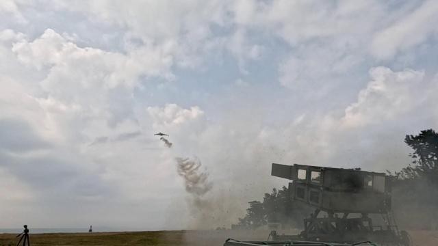 A South Korean suicide drone is launched during a ground-based test in April 2026 Courtesy of the Defense Media Agency