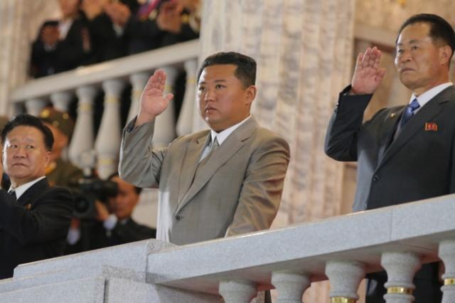 North Korean leader Kim Jong Un center 