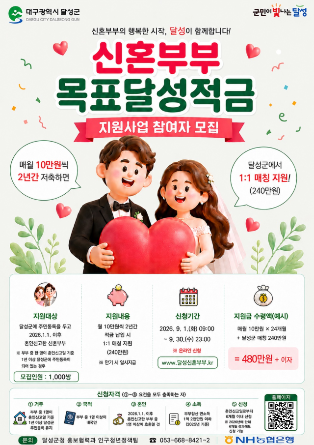 신혼부부 목표달성적금 포스터사진달성군