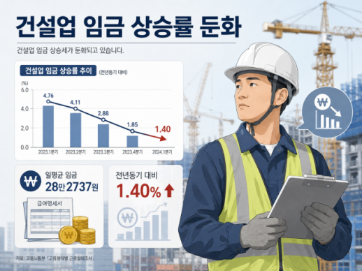 건설업 일평균 임금 28만2737원…상승률 10년 만에 최저  