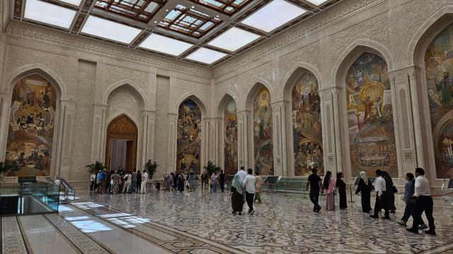 Visitors explore the ornate interior of the Center for Islamic Civilization in Tashkent Uzbekistan AJP Lee Jung-woo 