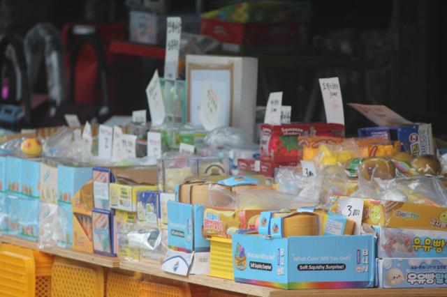 Various squishies and slimes are being sold throughout the Toy Market located in Dongdaemun market. AJP Joonha Yoo