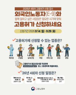외국인근로자 1만2357명 고용허가 접수…14일부터 신청